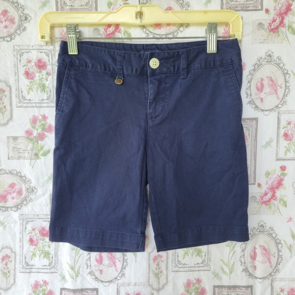 Polo Ralph Lauren Chino Shorts Navy Blue Kids Size 10 Stretch Cotton Twill Flat